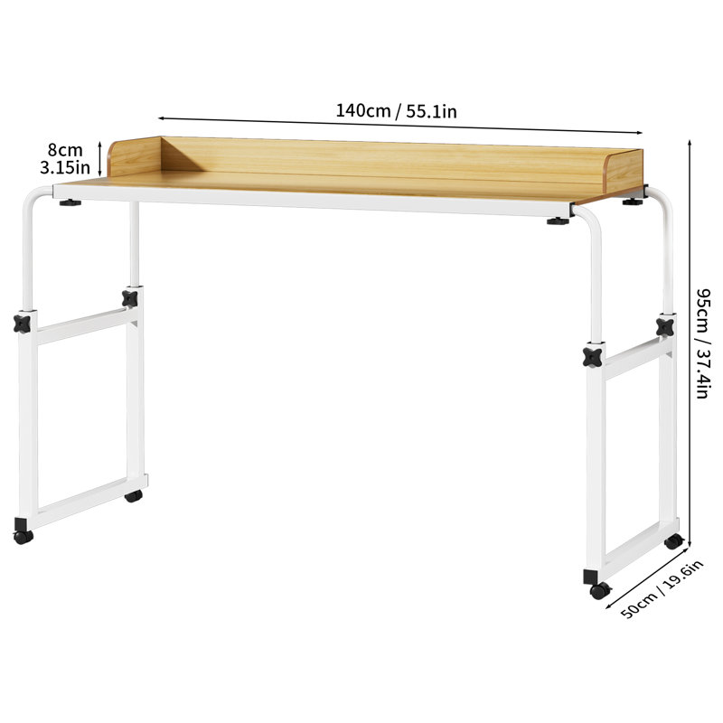 Au-dessus de la table de lit, table de lit avec roues à 360 degrés, bureau de lit mobile avec déflecteur, table de poste de travail debout, bureau d'ordinateur de table de salle à manger