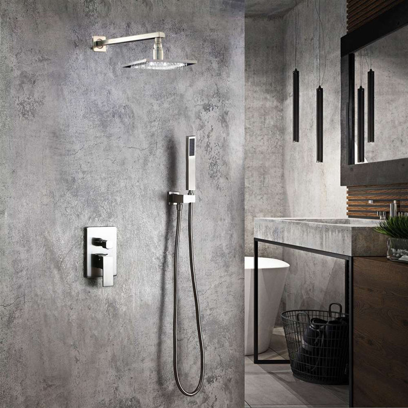 Ensemble de douche à pluie en nickel brossé avec affichage de la température Flavia