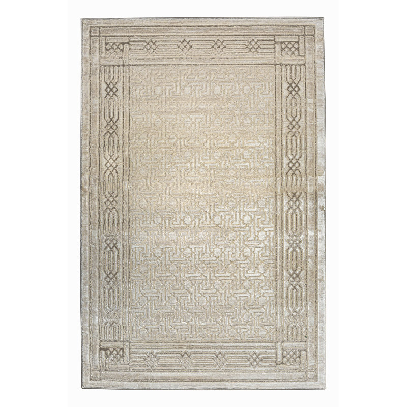 Davide 1231 Transitional Bordered Area Rug, Rectangle 3'3" x 4'11", Beige