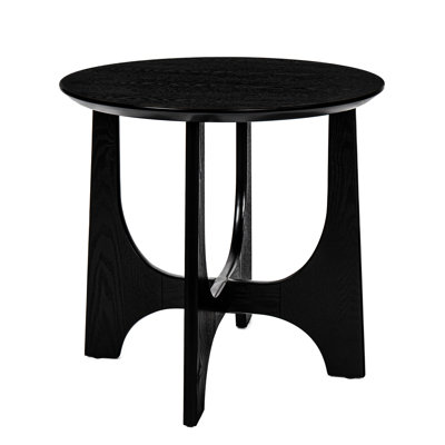 25" Round Side Table, Wooden End Table For Home, Cross-Designed Legs, Stable, 150Lbs Load Capacity Night Stand, Modern Look With Birch Veneer, Suitable Multiple Rooms,