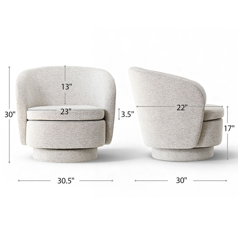 Modern 360-Degree Upholstered Chenille  Swivel Barrel Accent Chair with 23" Wide Seat , Beige
