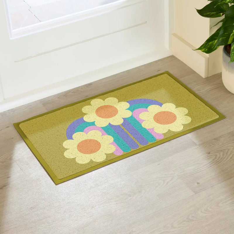 Non-Slip Floral Doormat, 16 po x 28 po