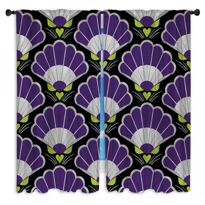 Rideaux mauves à motif de ventilateur mauve avec œillets Art Deco
