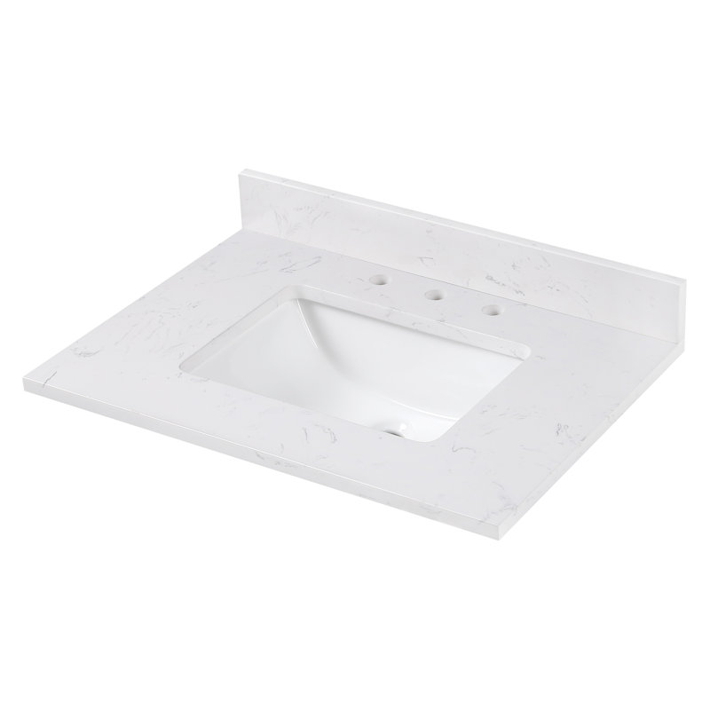 Cala White 25'' Engineered Stone Vanity Top with Sink