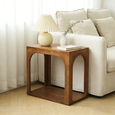 Solid Wood Pedestal End Table