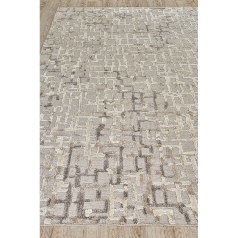 Vista Geometric Hand-Loomed Mocha Beige Area Rug, Rectangle 12' x 15'