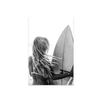 " Blond Surfer Black And White " by Tiny Treasure Prints