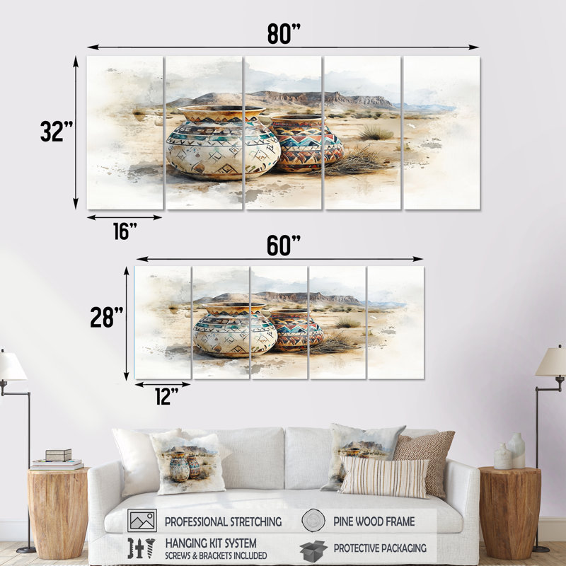 Ensemble de décorations murales poterie Boho, H 32 po x l 80 po