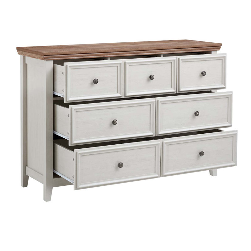 Delong Faux Wood 7-Drawer Dresser, Brown/Ivory
