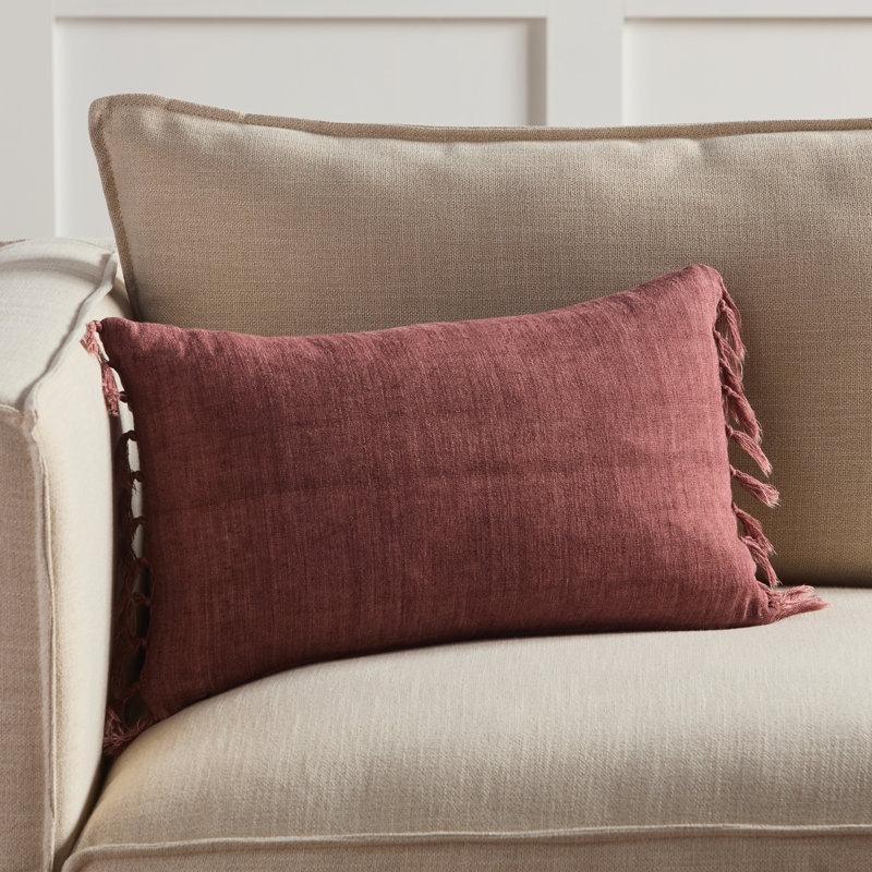 Sharron Tassels Linen Reversible Throw Pillow, Pillow Cover Only - No Insert, Rose