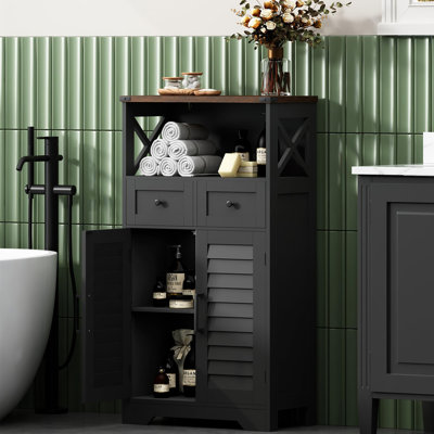 Bathroom Floor Cabinet with Doors and Drawers
