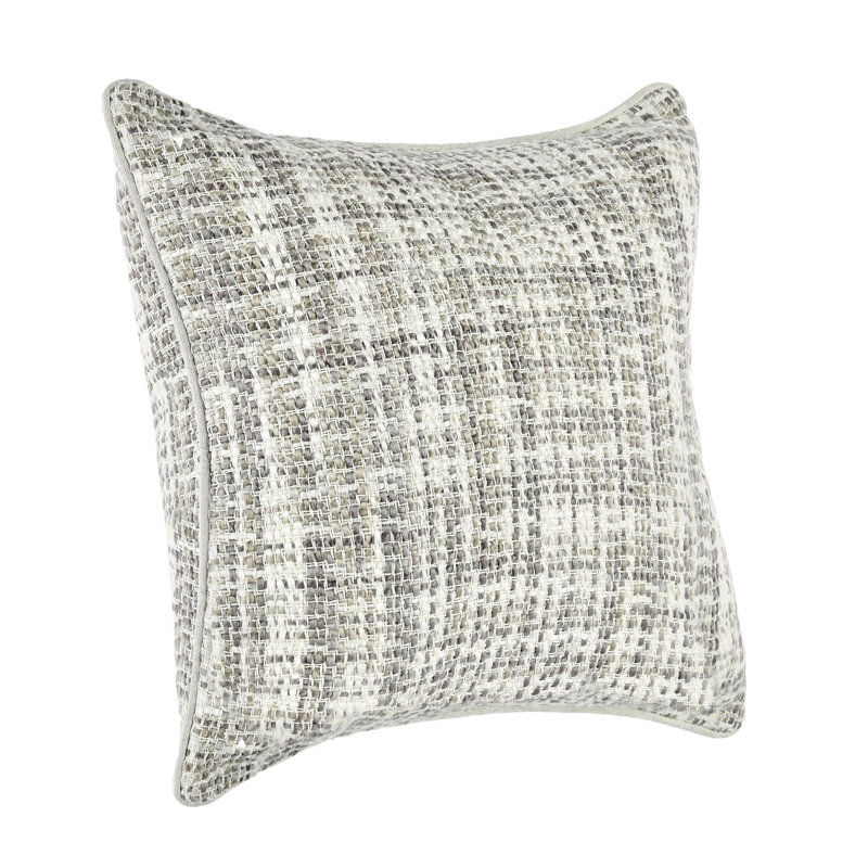 Capri Plaid Linen Reversible Throw Pillow, Beige