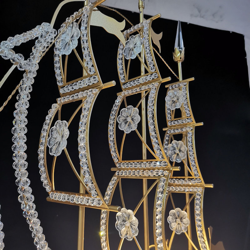 Akari Crystal Boat Chandelier 34"