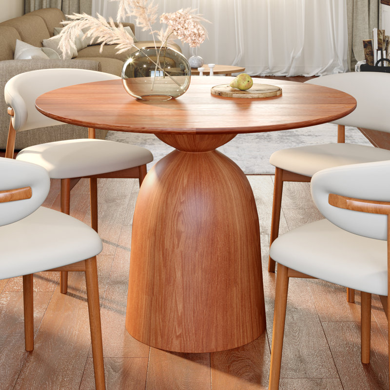 39/47 Inch Round Solid Wood Dining Table For 2-4 Farmhouse Kitchen Table, 29.52"H x 43.3"L x 43.3"W
