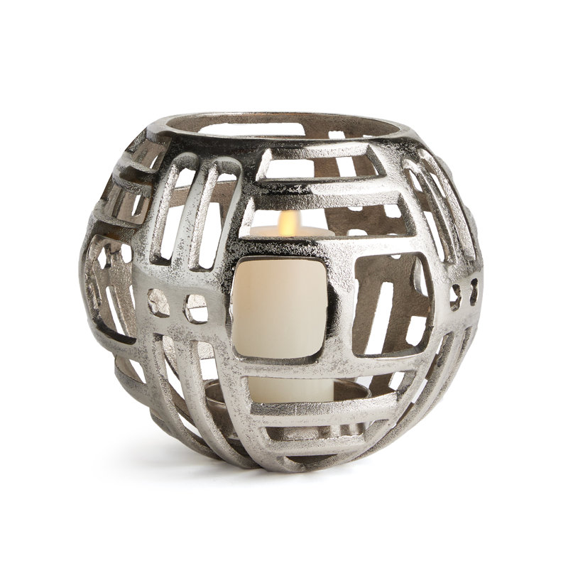 Votive Candle Holder, Silver, 7" H x 8" W x 8" D