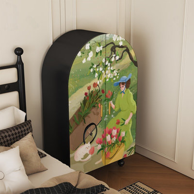 Arched Wardrobe With Shelves &Art Doors