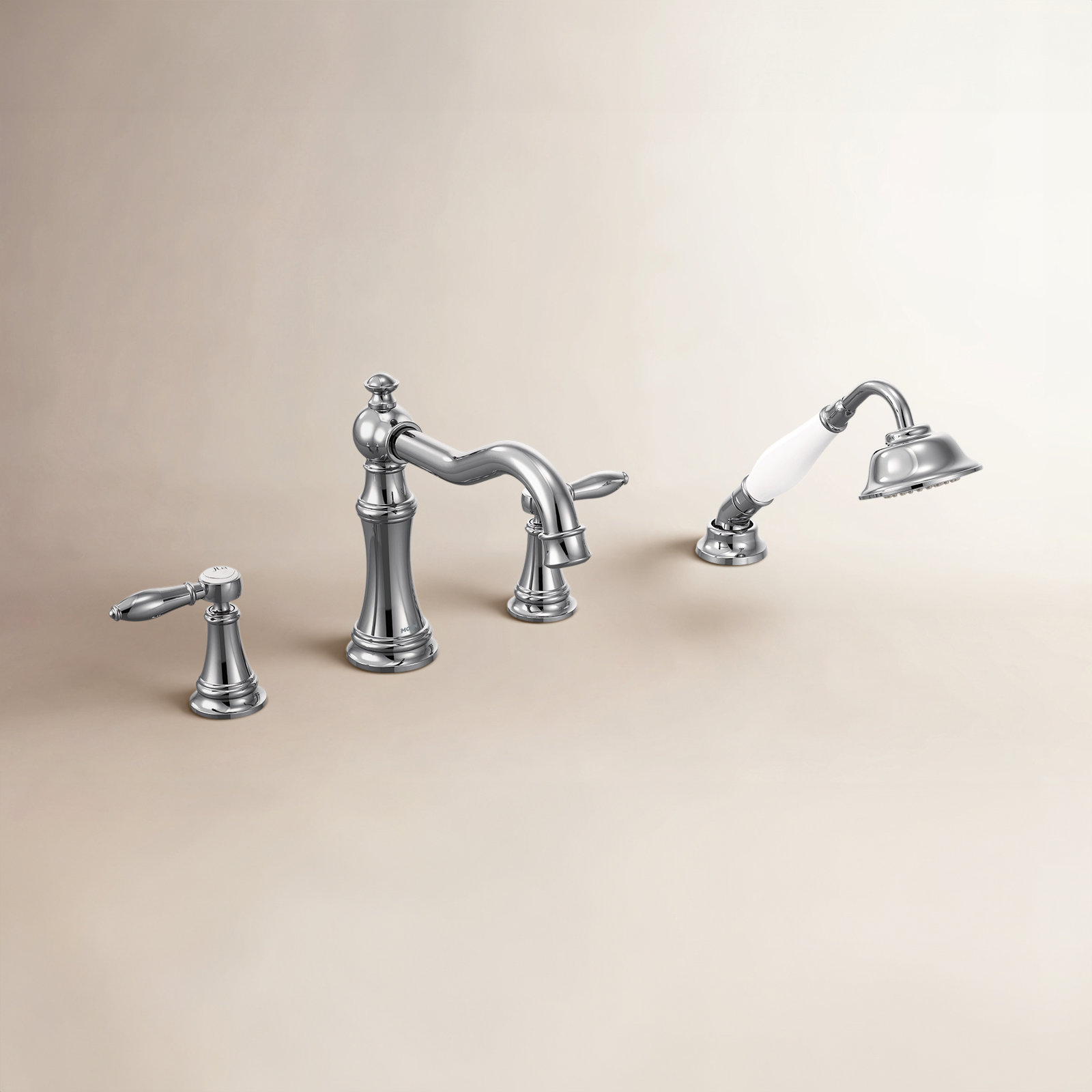 Weymouth Deck Roman Tub Faucet with Handshower, Chrome