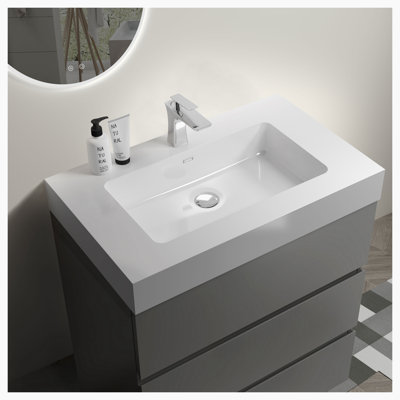 Munasar 29.9'' Single Bathroom Vanity with Solid Surface Top