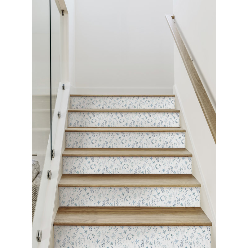 Décalcomanie murale Stair Riser, L 7 po x L 48 po, Bleu