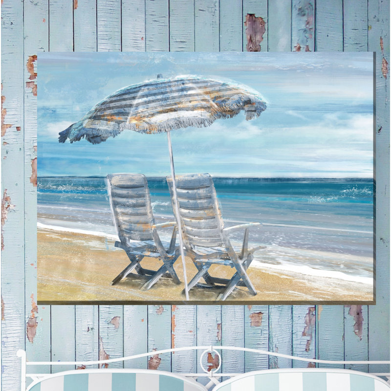 Waters Edge Beach Scene UV-Protected Canvas Art 40"x30"