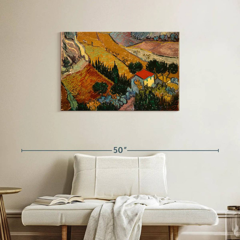 Alvord, paysage avec maison et laboureur, H 24 po x l 36 po
