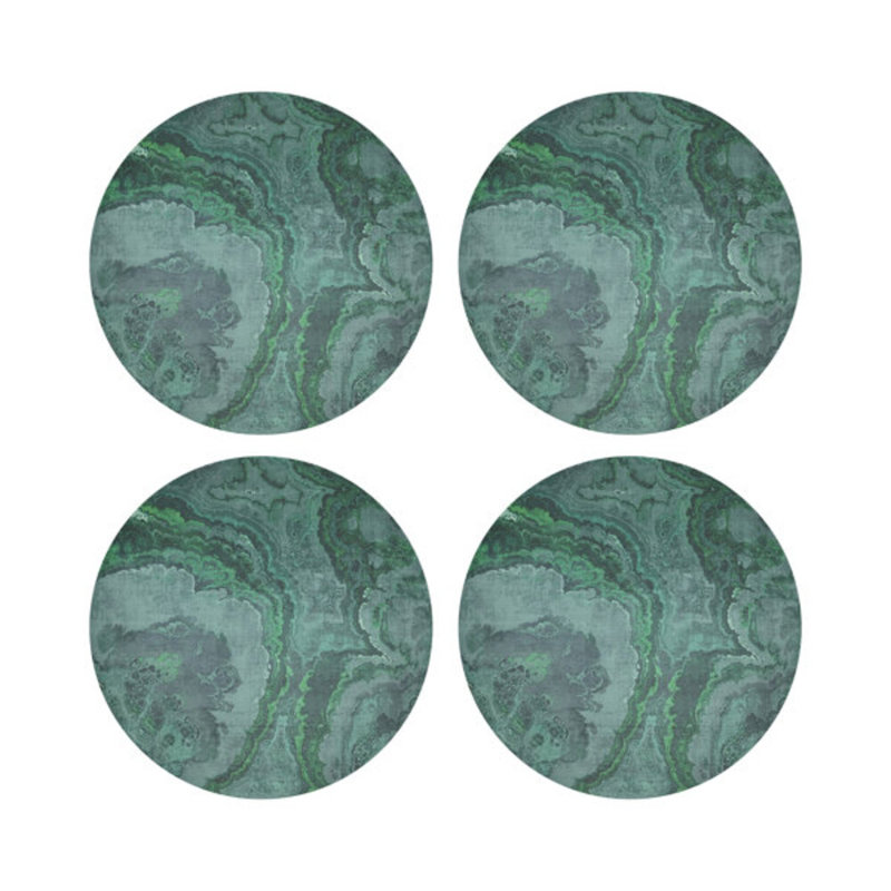 Sous-verres ronds en cuir malachite Agate, Malachite