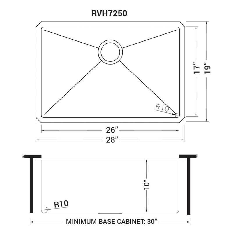 28-Inch Stainless Steel Drop-In Single Bowl Kitchen Sink