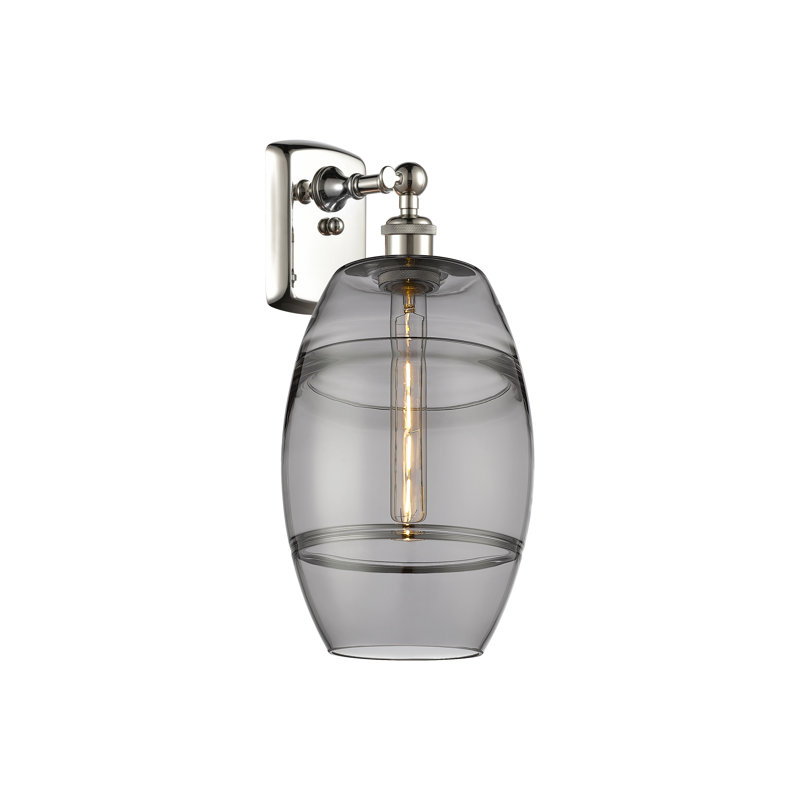 Bettylou Steel Armed Sconce, 10.88" H x 8" W x 8.13" D, Light Smoke, Polished Nickel