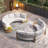 8-Piece Farmhouse Curved Modular Outdoor Patio Sectional Sofa Set with Coffee Table