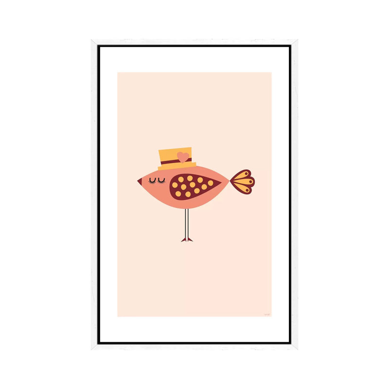 Bird (Orange) by TomasDesign - Gallery-Wrapped Canvas Giclée on Canvas, 101.6 cm H x 66.04 cm W, White Framed