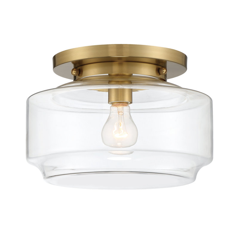 Plafonnier semi-encastré 1 lumière Peri, H 8po x l 12 po x P 12 po, Laiton