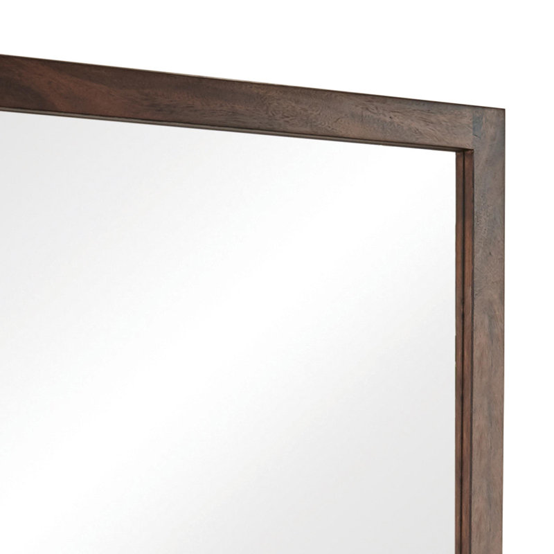 Miroir à cadre rectangulaire en bois 44 pouces, brun
