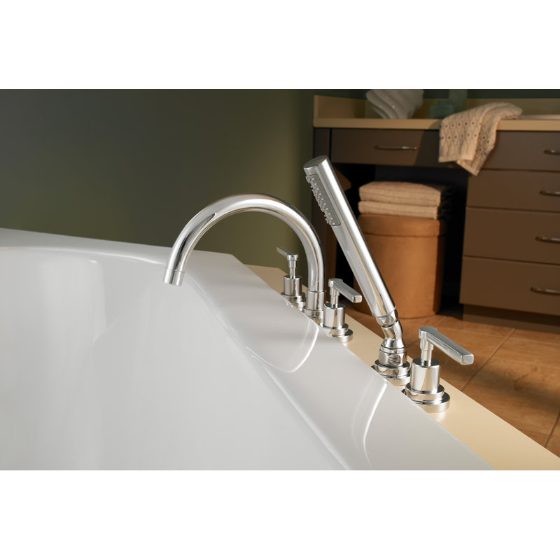 Lombardia® 5-Hole Deck Mount Roman Tub Faucet, Polished Chrome, Lever Handle