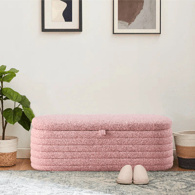 Hazelzet Fabric Upholstered Storage Bench