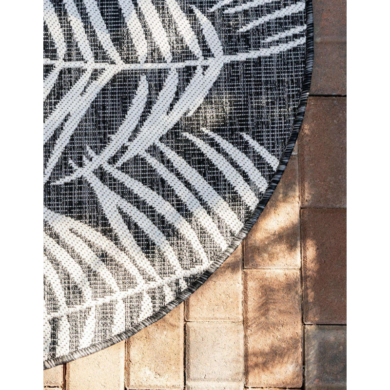 Tapis d'extérieur Kona couleur charcola, Rond 4 pi