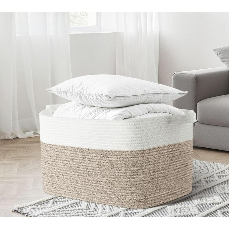 Laundry Hamper, White/Brown