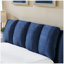 Cadre de lit plateforme tapissier en velours grand format, minimaliste moderne avec tête de lit segmentée moelleuse, bleu foncé