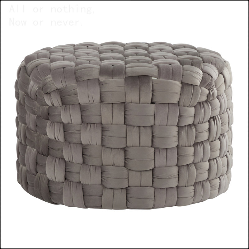 Repose-pieds rond 24 po en velours, Gris