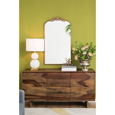 Miroir doré 24 "x 42" avec touche baroque, décoration murale pour arche de chambre 24 "x 42", décoration baroque pour salle de bain