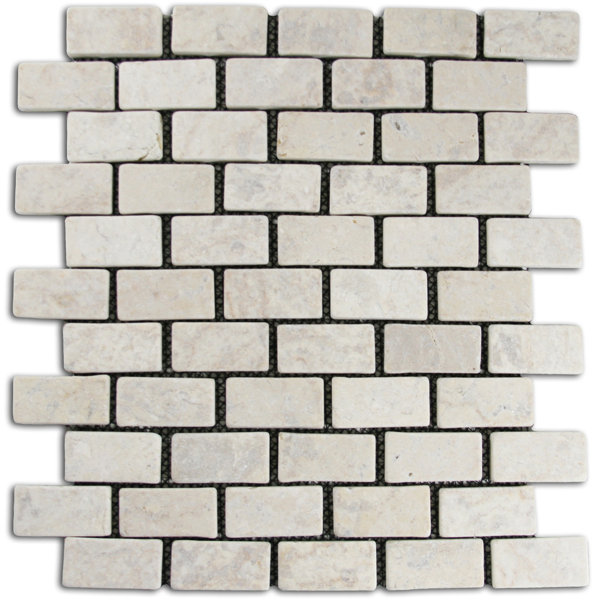 Cumberland Cream 1" x 2" Natural Stone Mosaic Tile Waterproof Ideal for Kitchen Bathroom - 1 Sq Ft