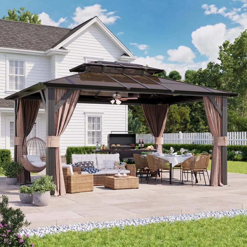 16 pi L 12 pi. Pavillon en D, 16' W x 12' D
