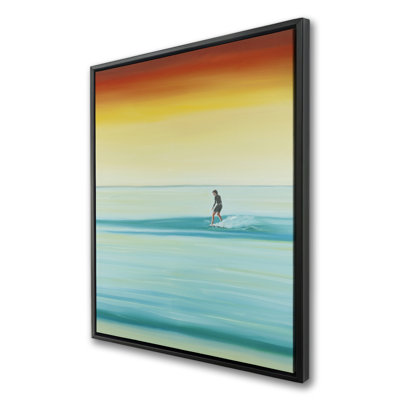 A Surfer by Dawn - Scenic Man Framed Canvas for Home Decor