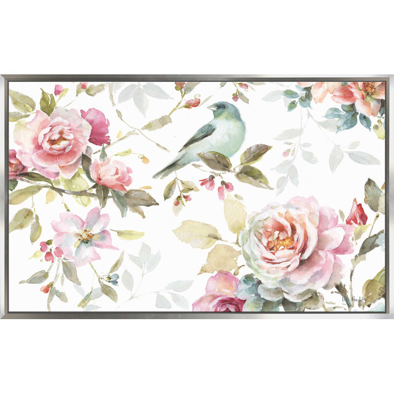 «Beautiful Romance III», reproduction de peinture acrylique sur toile, H 21,5 po x l 33,5 po x P 2 po, Cadre flottant argent