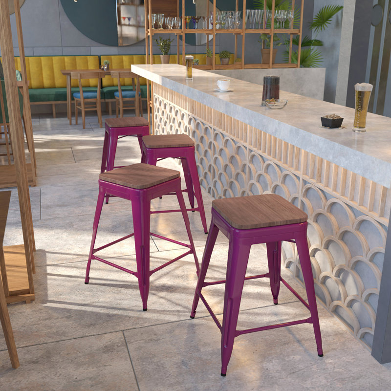 Tabouret à hauteur de comptoir 24 po Gladus, Mauve, 4, Tabouret de comptoir (assise de 24 po de hauteur)