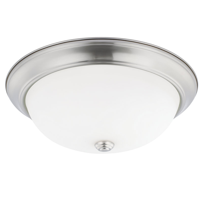 Plafonnier encastré circulaire simple 14,75 po Grapevine, Verre blanc doux, Nickel brossé