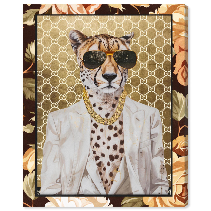 Art mural classique sur toile avec guépard, Toile tendue, H 20 po x l 16 po
