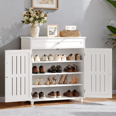 Multi-sized Louvered Shoe Storage Cabinet