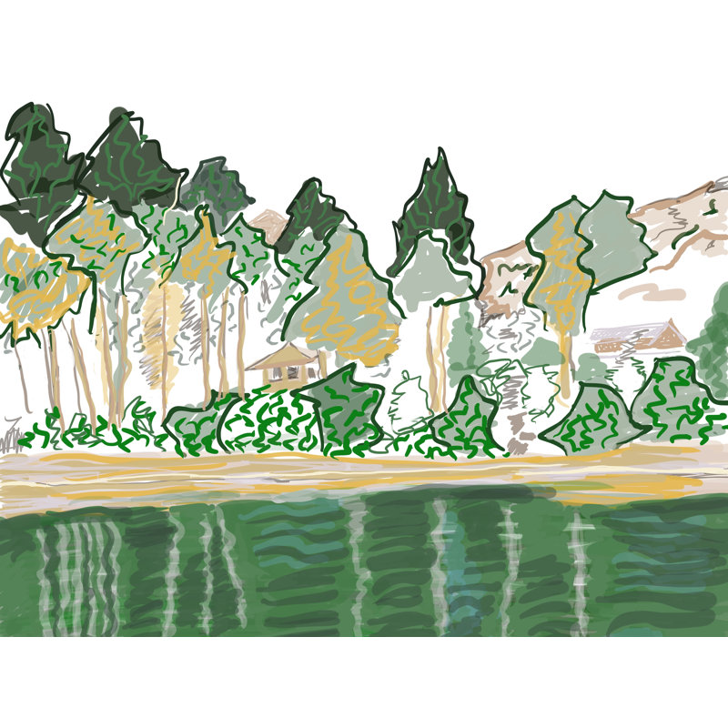 June Lake Summer Print by Deborah Blum, Black Framed Canvas, 25" H x 33" W