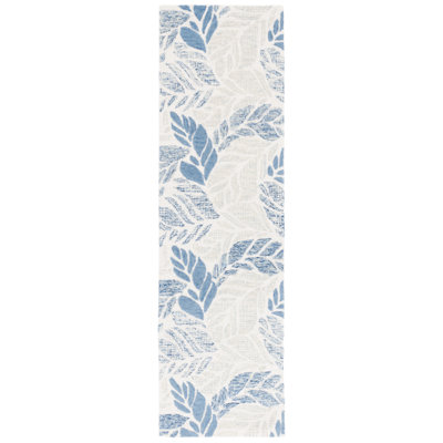 Tapis ivoire / bleu en laine / coton touffeté à la main à hauteur de 300 pieds MSR Jardin Martha Stewart