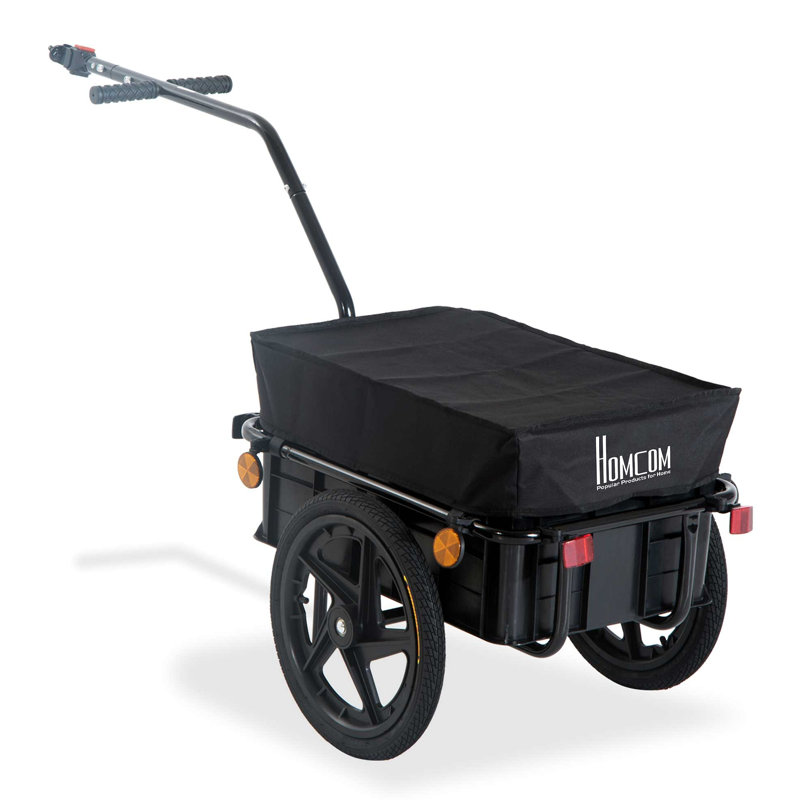 Remorque de cargaison de vélo Aosom avec boîte amovible et couvercle imperméable, remorque de chariot de vélo avec deux roues de 16 po